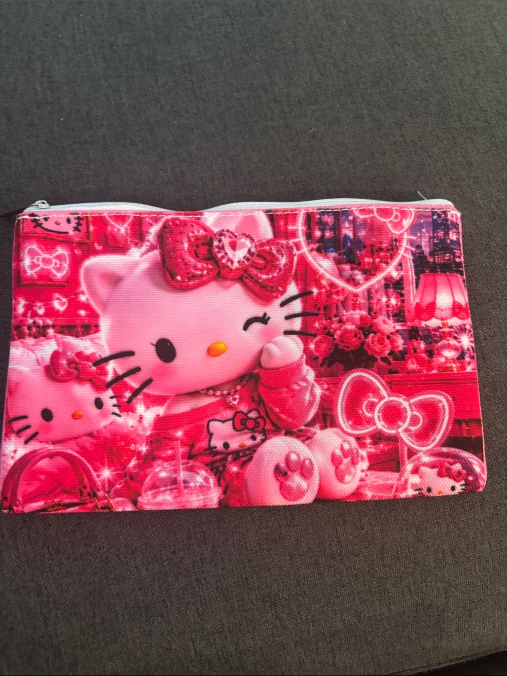 Hello Kitty Bright Pink Character Zip Pouch